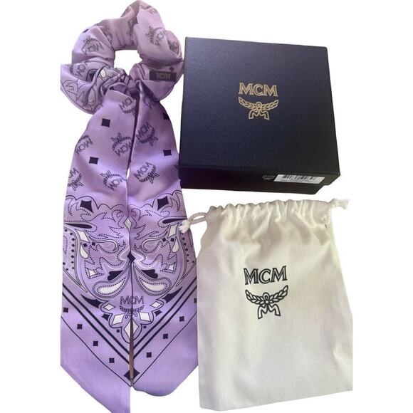 MCM Accessories - MCM silk and cotton purple rose banadanna scrunchie Full Set! Ready For Gifting